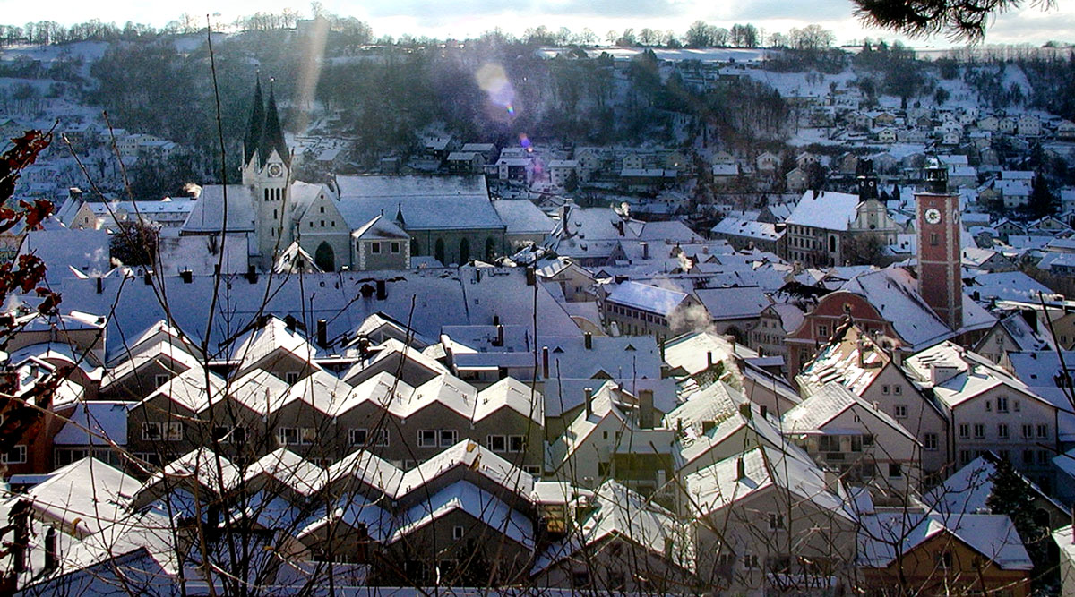 Ansicht der Eichstätter Altstadt im Winter